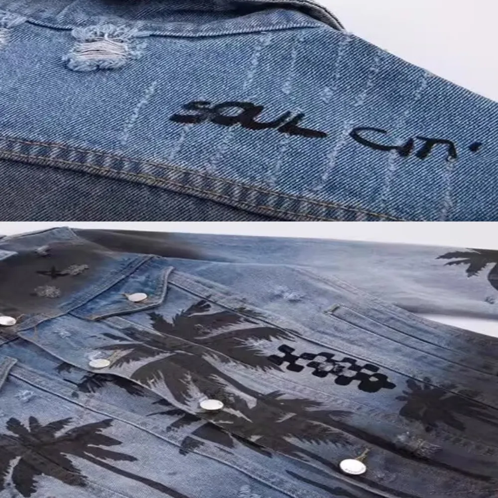 American Coconut Tree Distressed Jacket