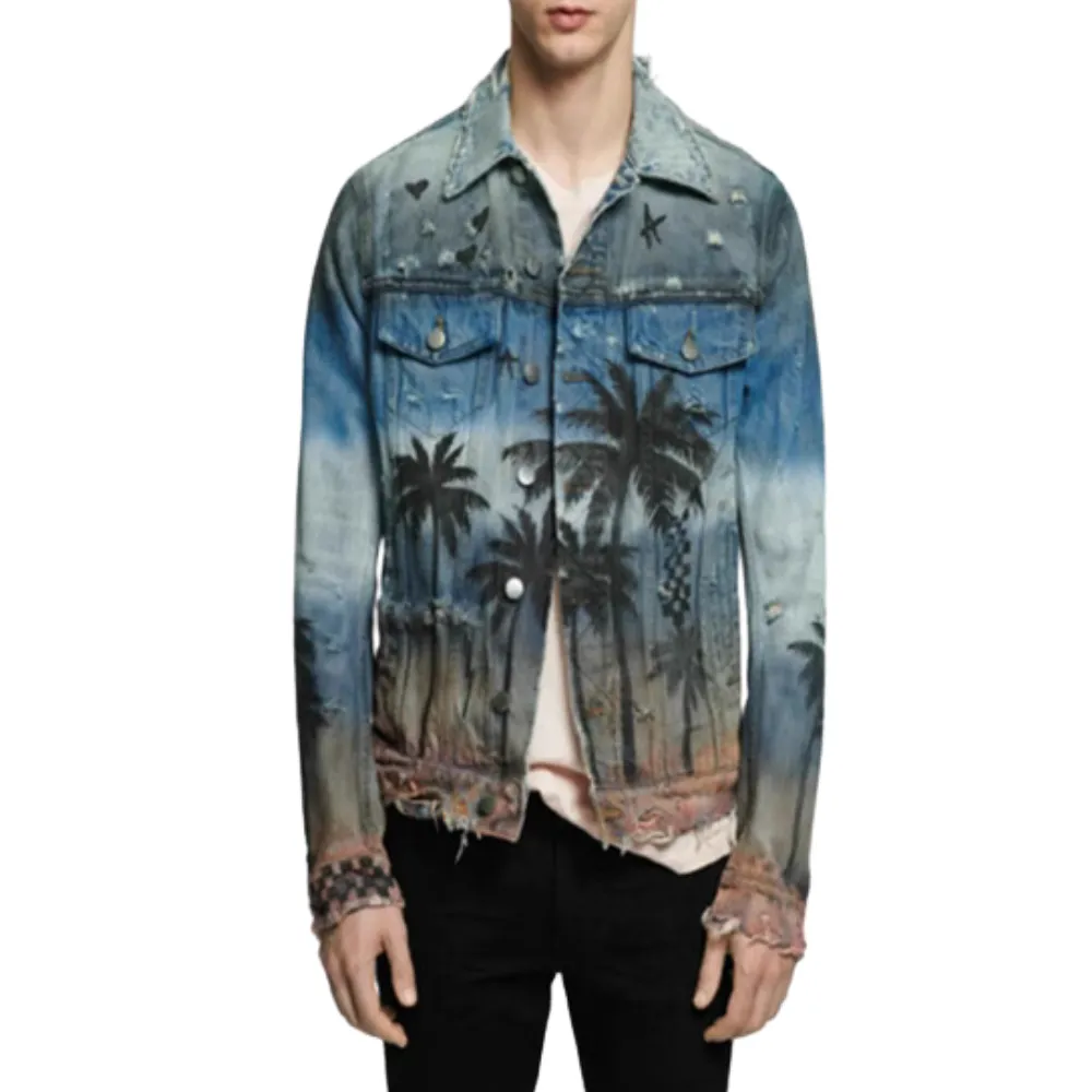 American Coconut Tree Distressed Jacket