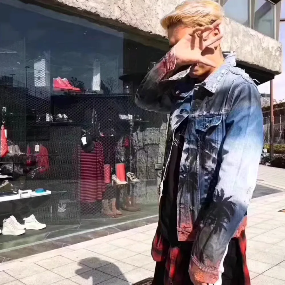 American Coconut Tree Distressed Jacket