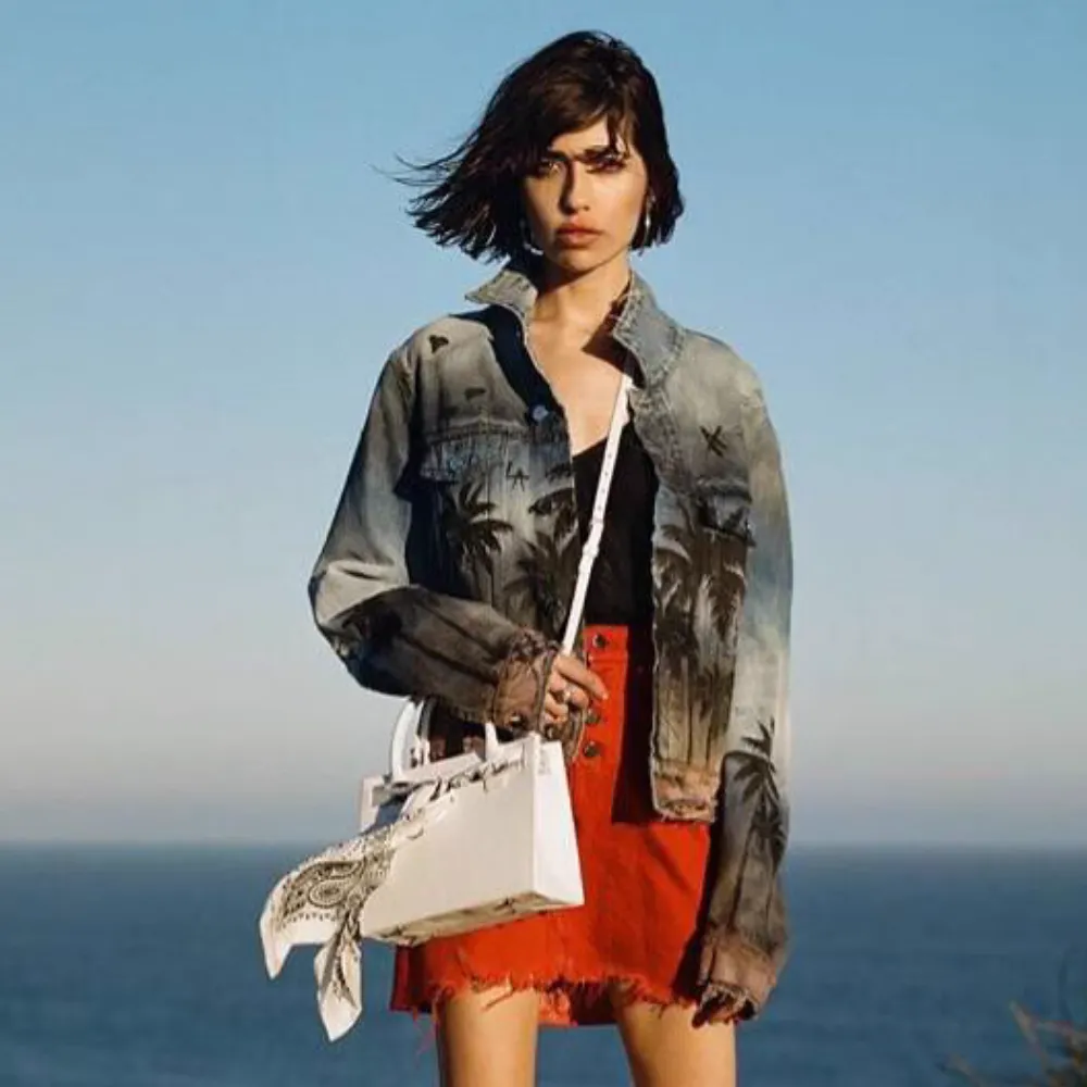 American Coconut Tree Distressed Jacket