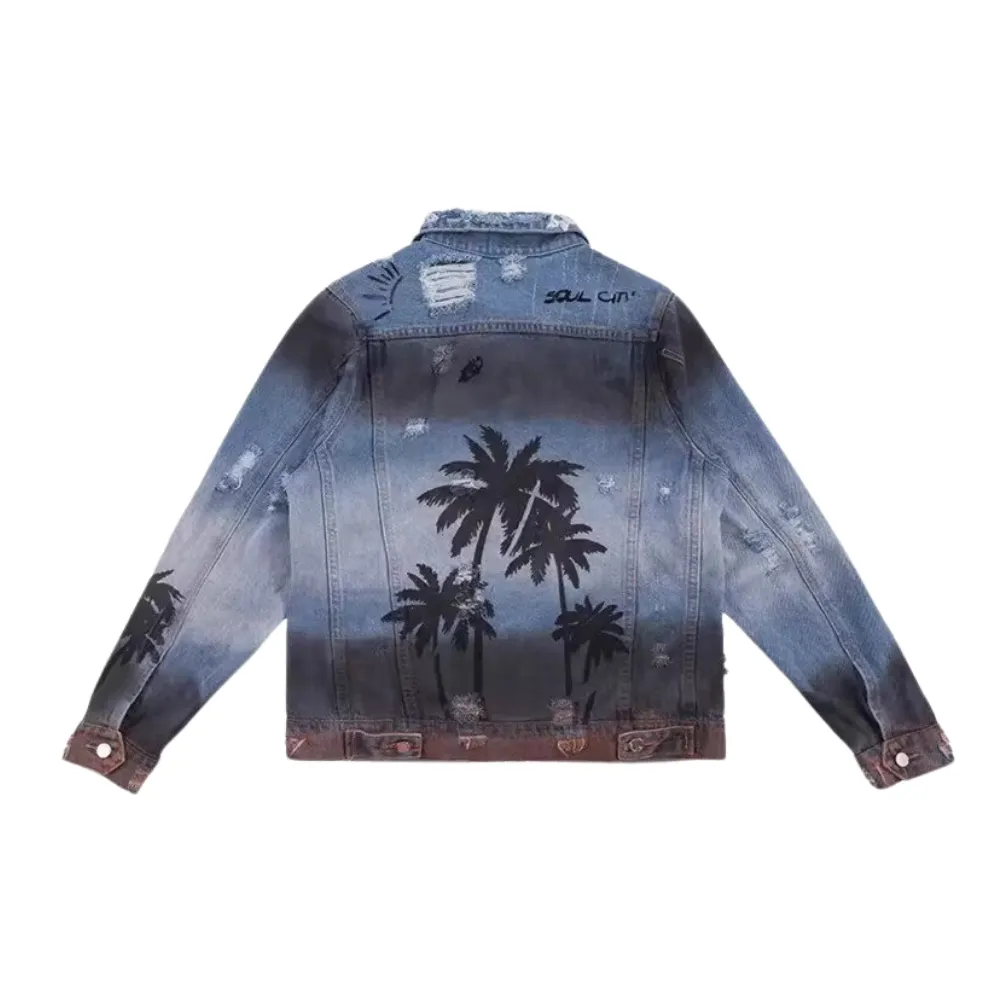 American Coconut Tree Distressed Jacket