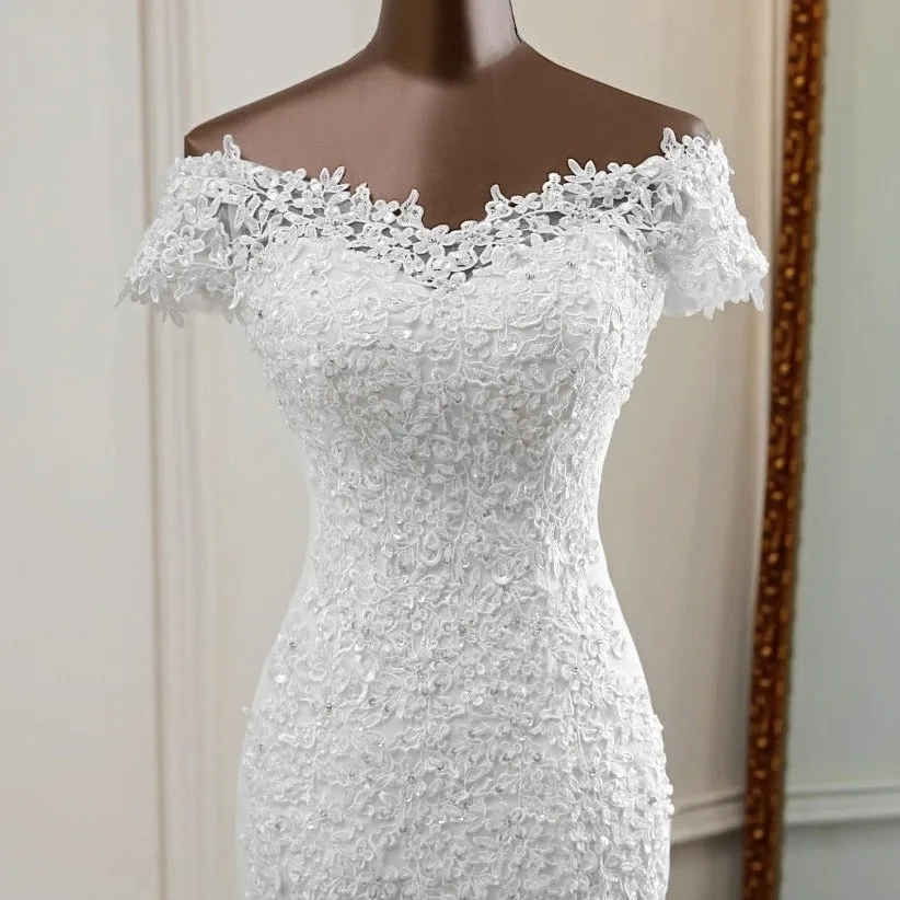 appliques flower robe de mariee elegant bride dress