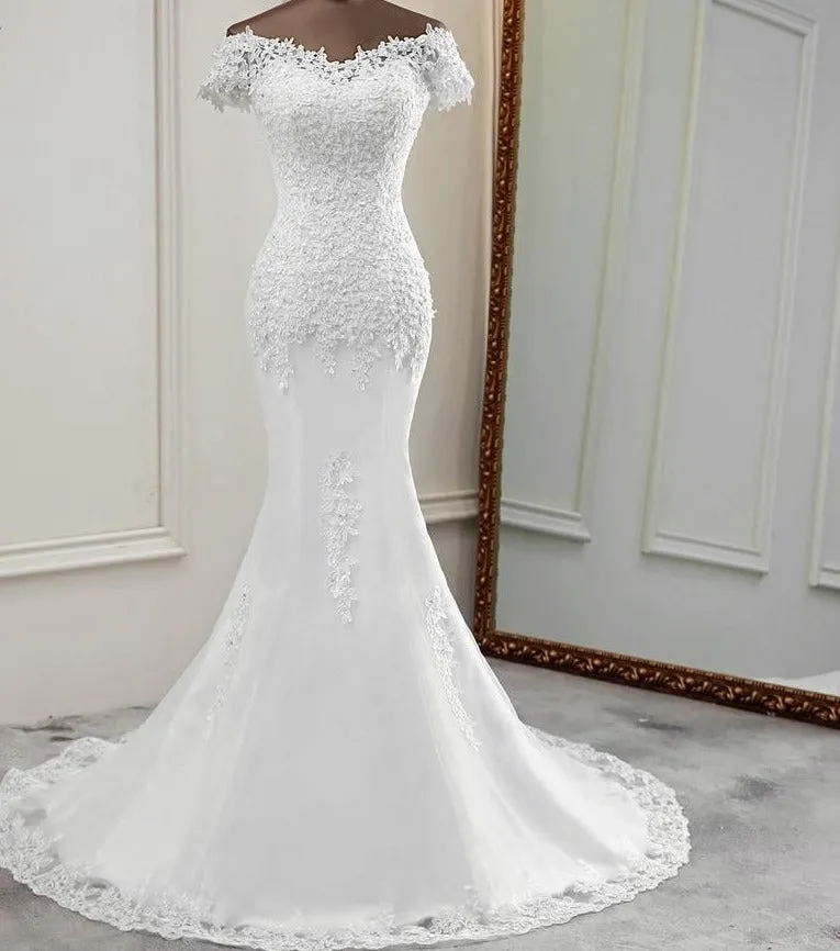 appliques flower robe de mariee elegant bride dress