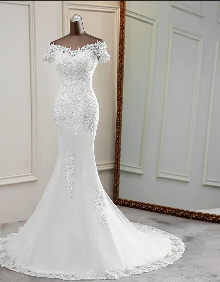appliques flower robe de mariee elegant bride dress