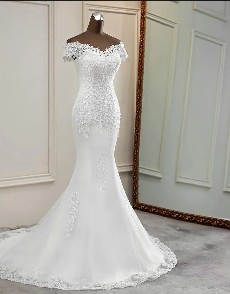 appliques flower robe de mariee elegant bride dress