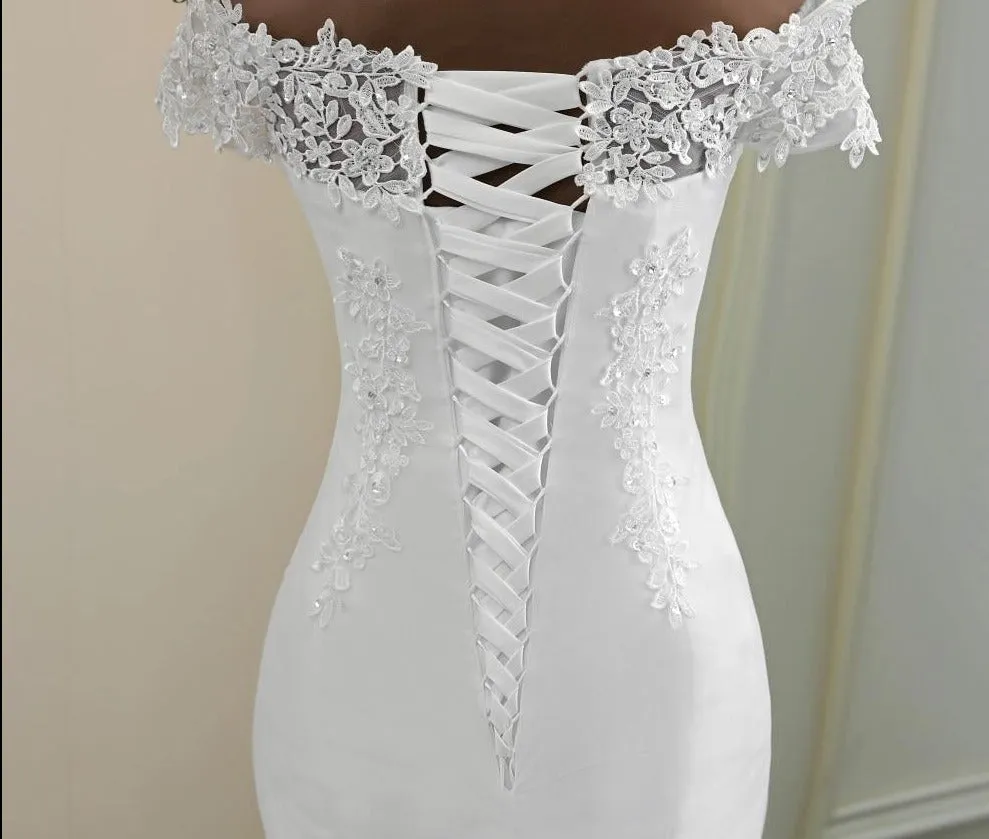 appliques flower robe de mariee elegant bride dress