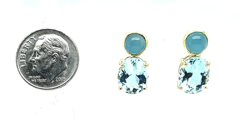 Aquamarine Drop Earrings in 18k Yellow Gold