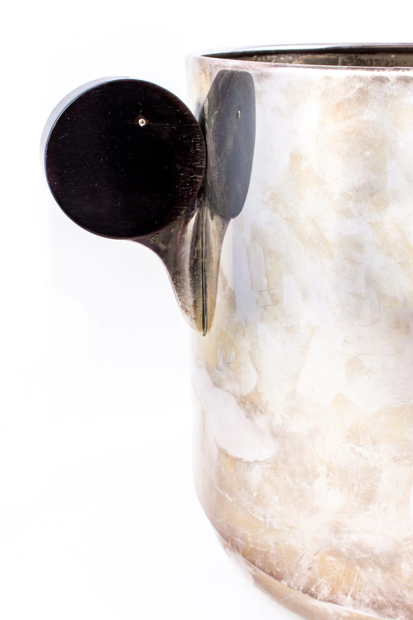 Art Deco Style Silver Plate & Wood Ice Bucket found in France