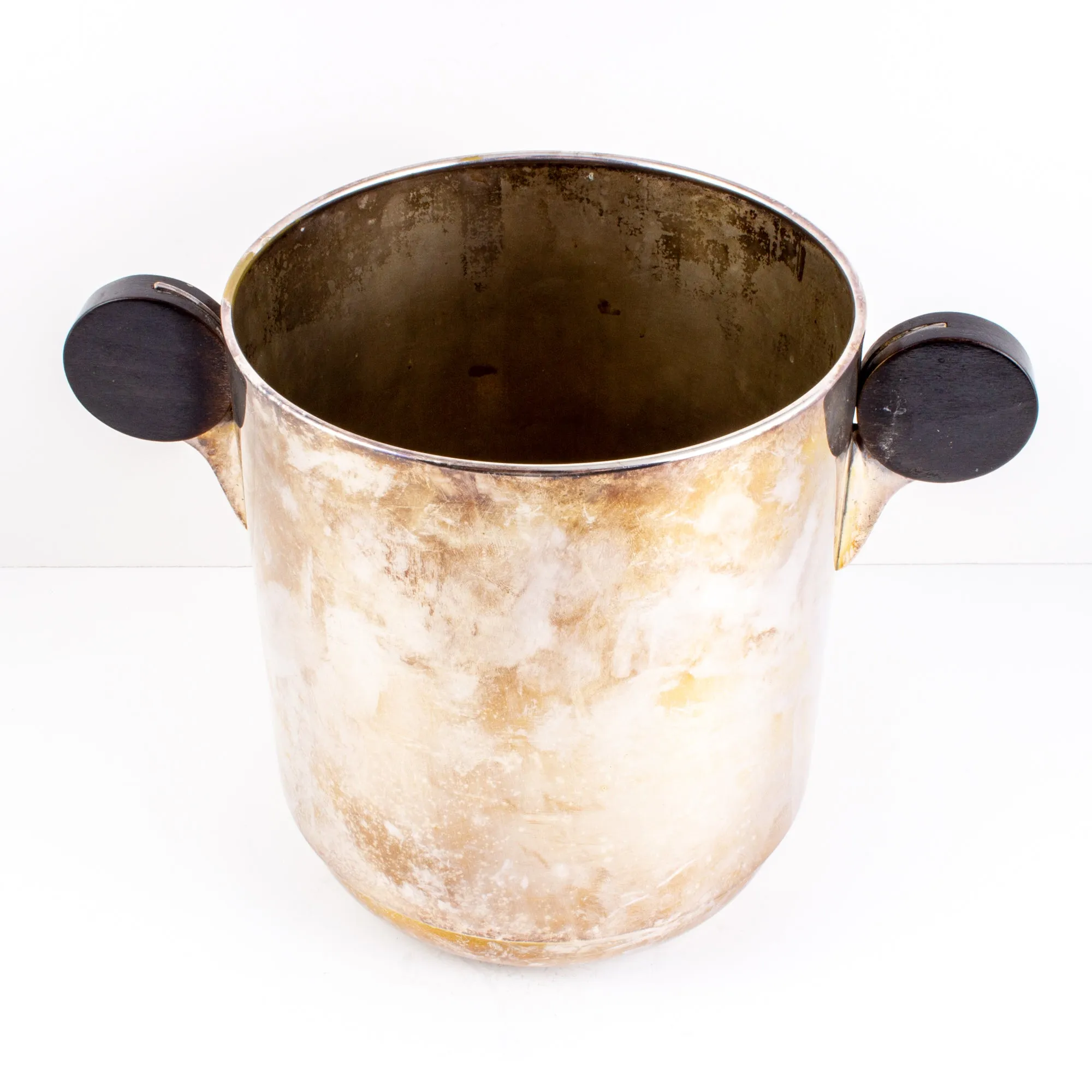 Art Deco Style Silver Plate & Wood Ice Bucket found in France
