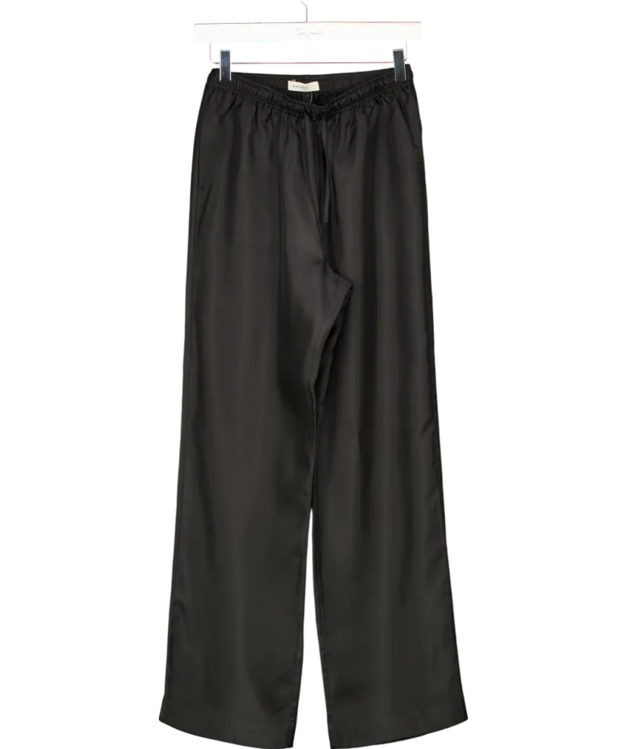 Asceno Black Fleur Du Jour Silk Trousers UK S