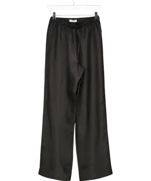 Asceno Black Fleur Du Jour Silk Trousers UK S