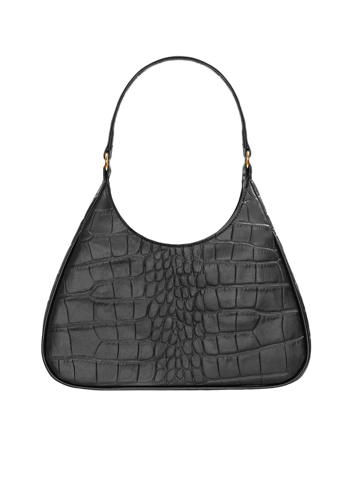 Audrey Vegan Corn Leather Shoulder Bag | Black Croco