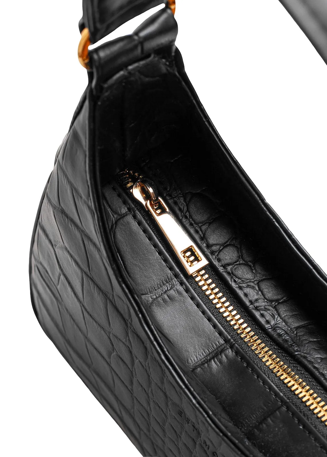 Audrey Vegan Corn Leather Shoulder Bag | Black Croco