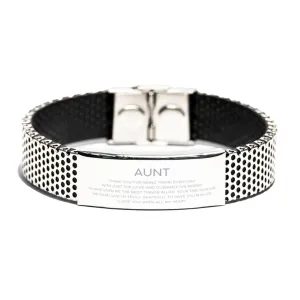 Aunt Gifts, Thank you for being there every day, Thank You Gifts For Aunt, Birthday Christmas Stainless Steel Bracelet For Aunt