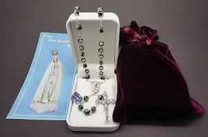 Authentic Black Cloisonne Rosary 22"  and Prayer