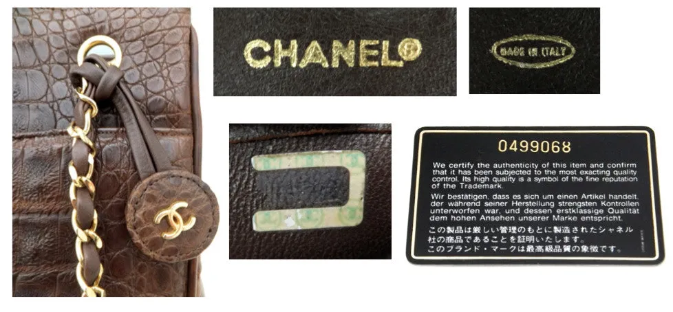 Authentic Chanel Vintage Whiskey Brown Alligator Tote