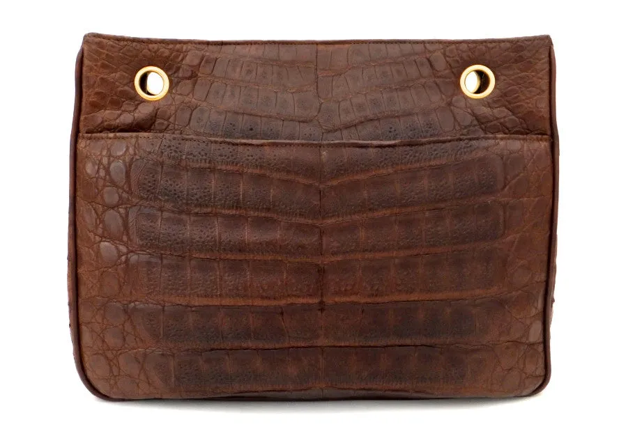 Authentic Chanel Vintage Whiskey Brown Alligator Tote