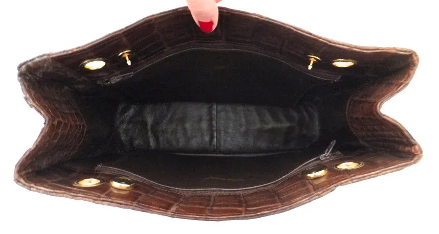 Authentic Chanel Vintage Whiskey Brown Alligator Tote