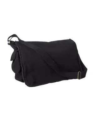 Authentic Pigment Raw-Edge Messenger Bag | Black