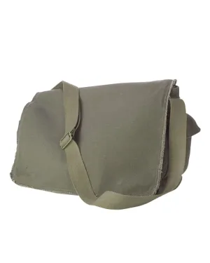 Authentic Pigment Raw-Edge Messenger Bag | Khaki Green