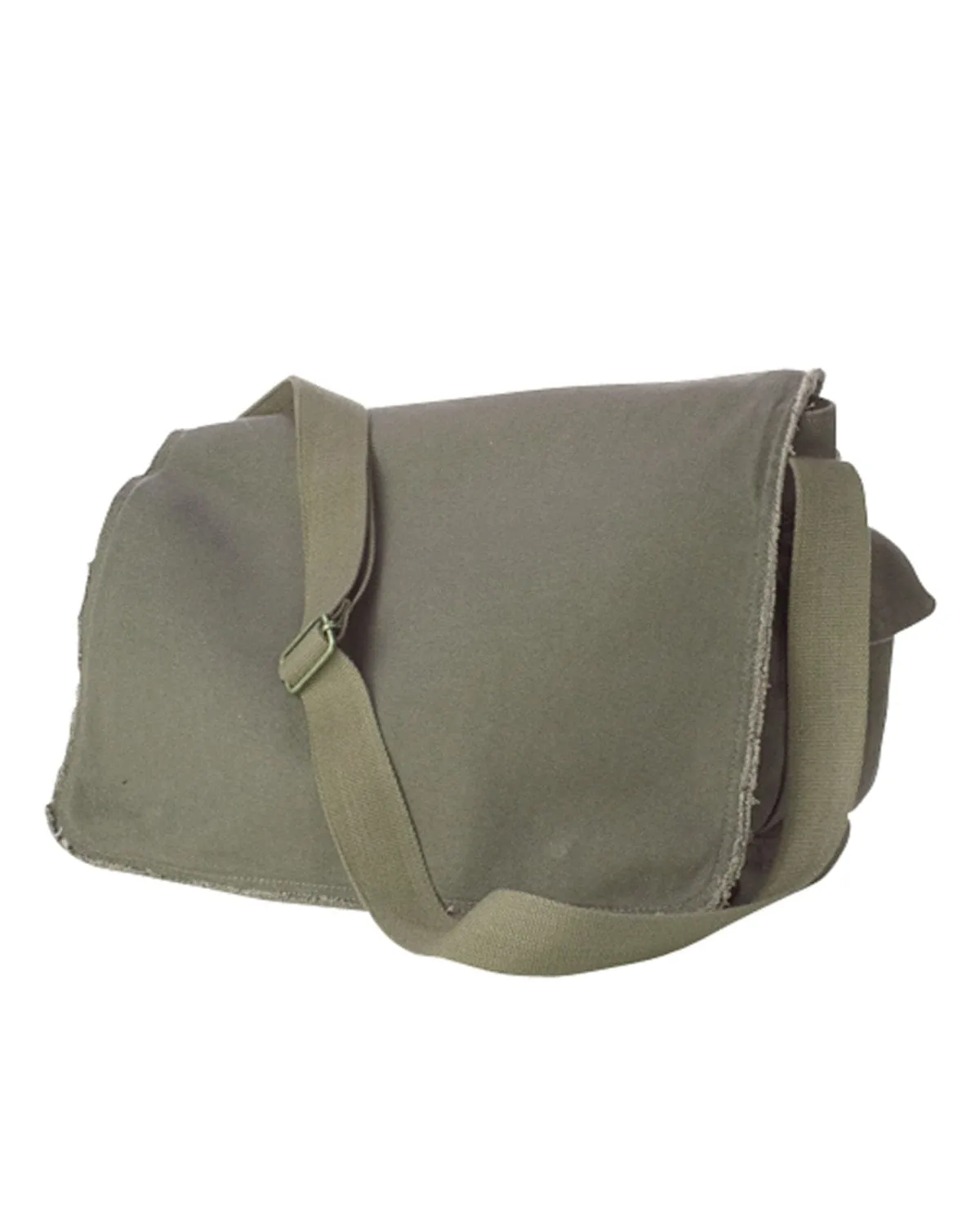 Authentic Pigment Raw-Edge Messenger Bag | Khaki Green