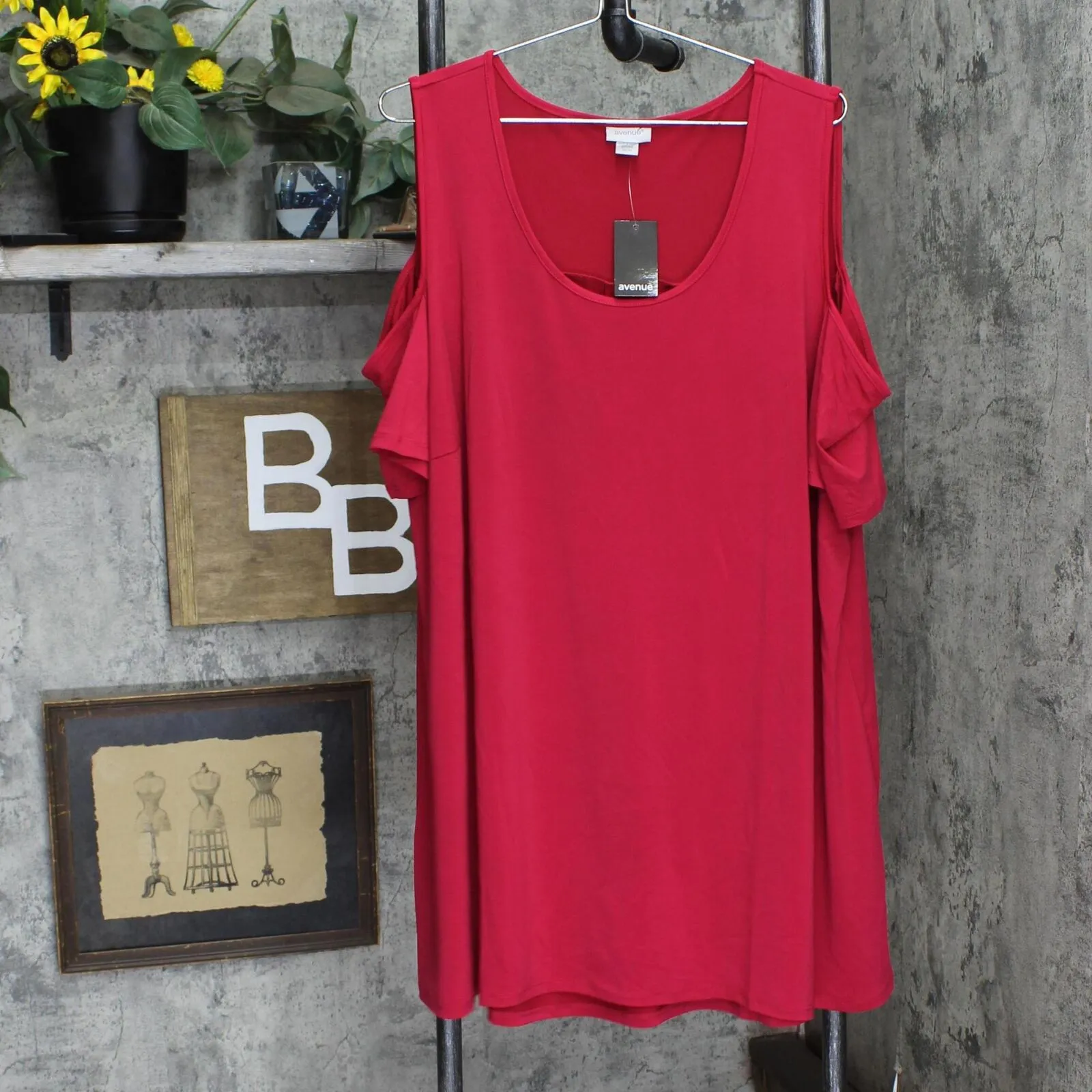 Avenue Womens Plus Size Claire Cold Shoulder Tunic Top 214337