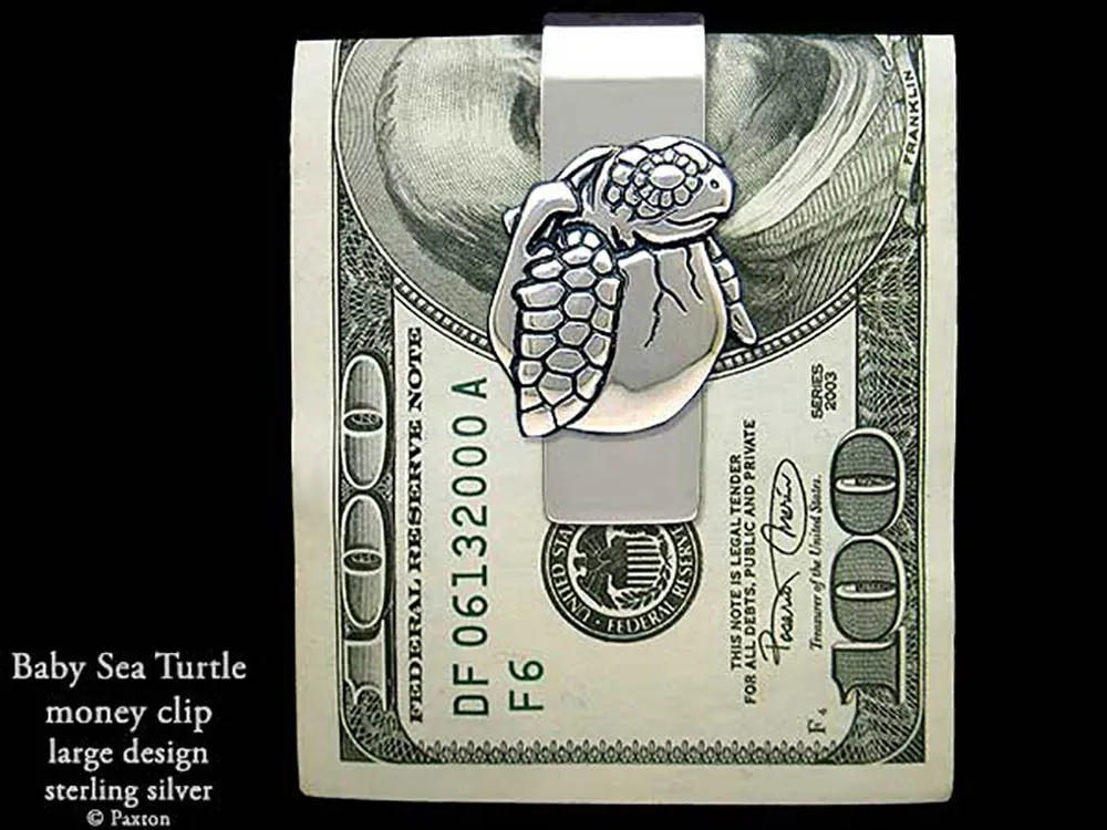 Baby Sea Turtle Money Clip Sterling Silver