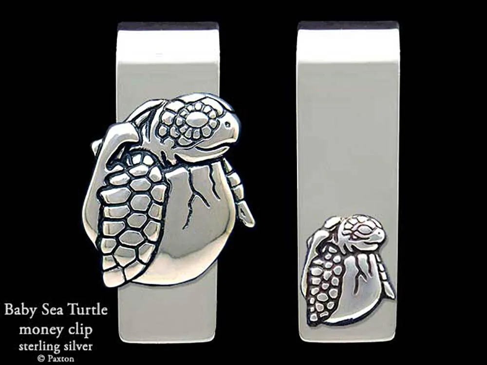 Baby Sea Turtle Money Clip Sterling Silver