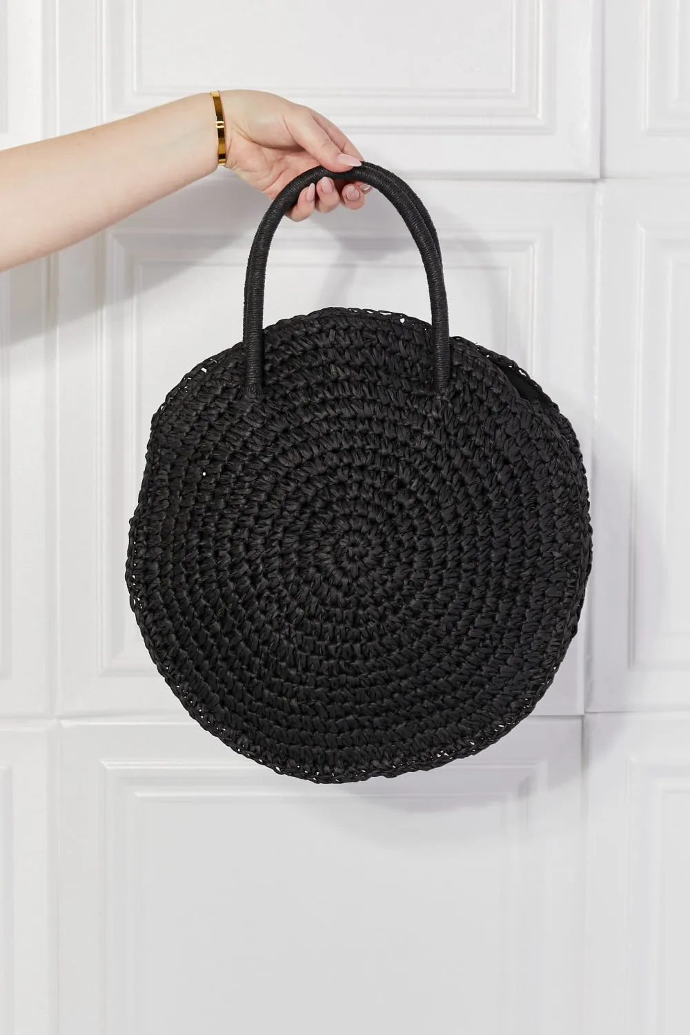 Beach Date Straw Handbag in Black