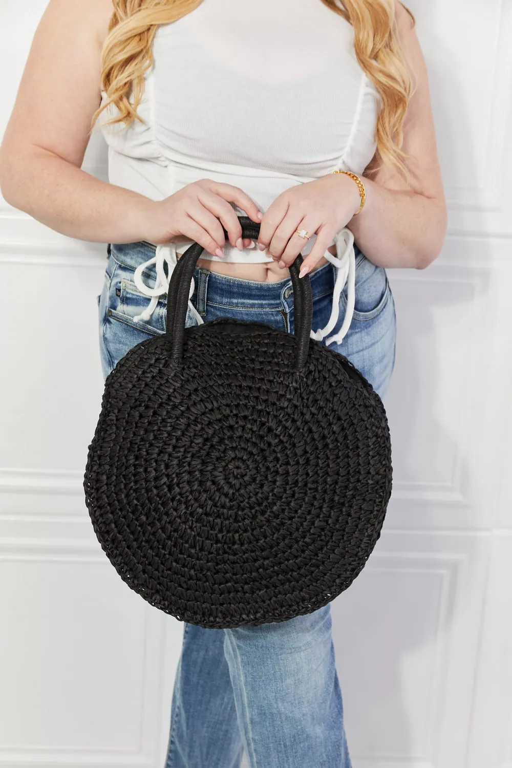 Beach Date Straw Handbag in Black