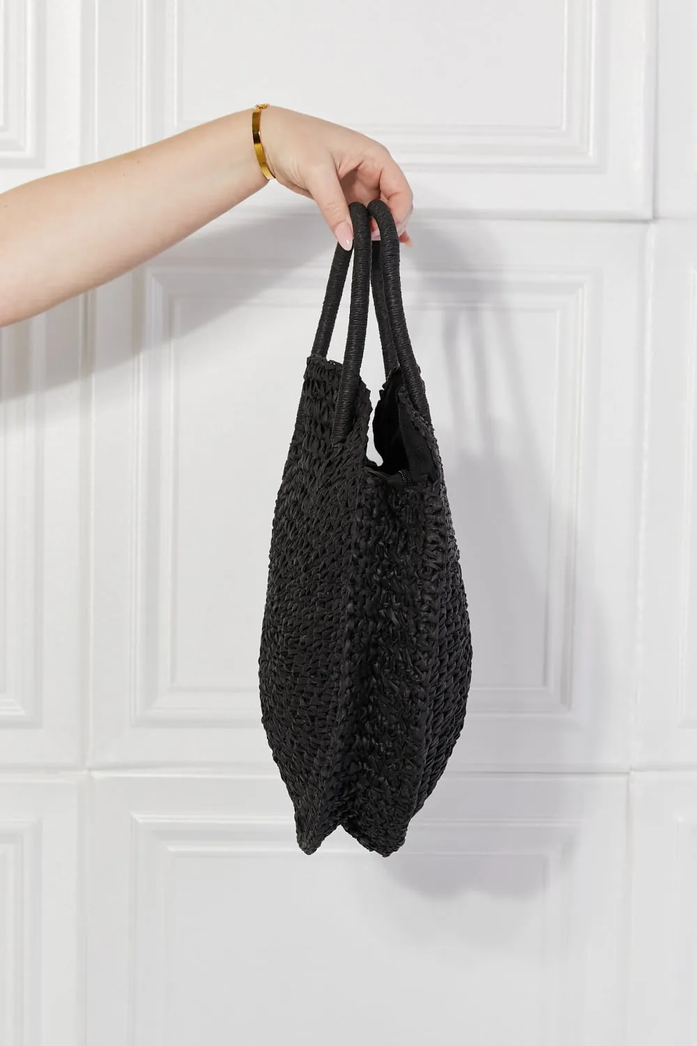 Beach Date Straw Handbag in Black