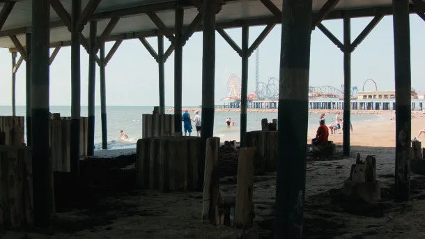 Beach House Stilts with People