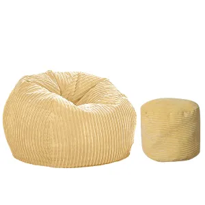 Bean Bag Chair Cover Home Game Seat Lazy Sofa Cover Large With Foot Stool