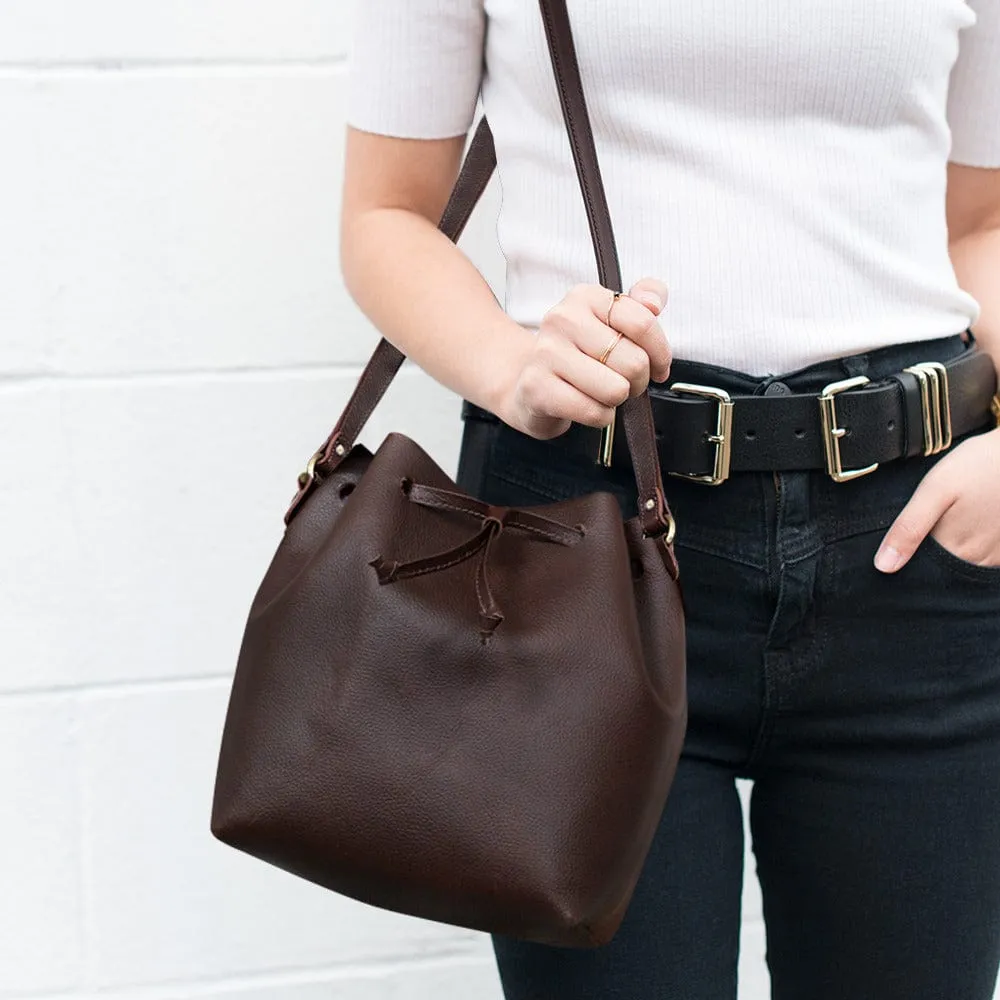Bella Leather String Bucket Bag