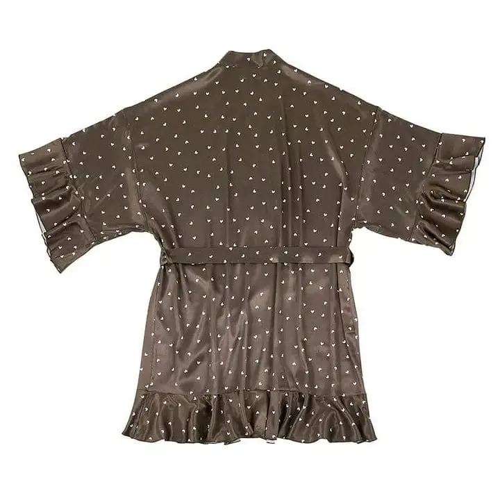Bella Ruffled Heart Robe In Brown