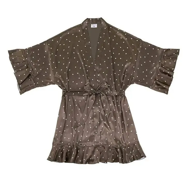 Bella Ruffled Heart Robe In Brown