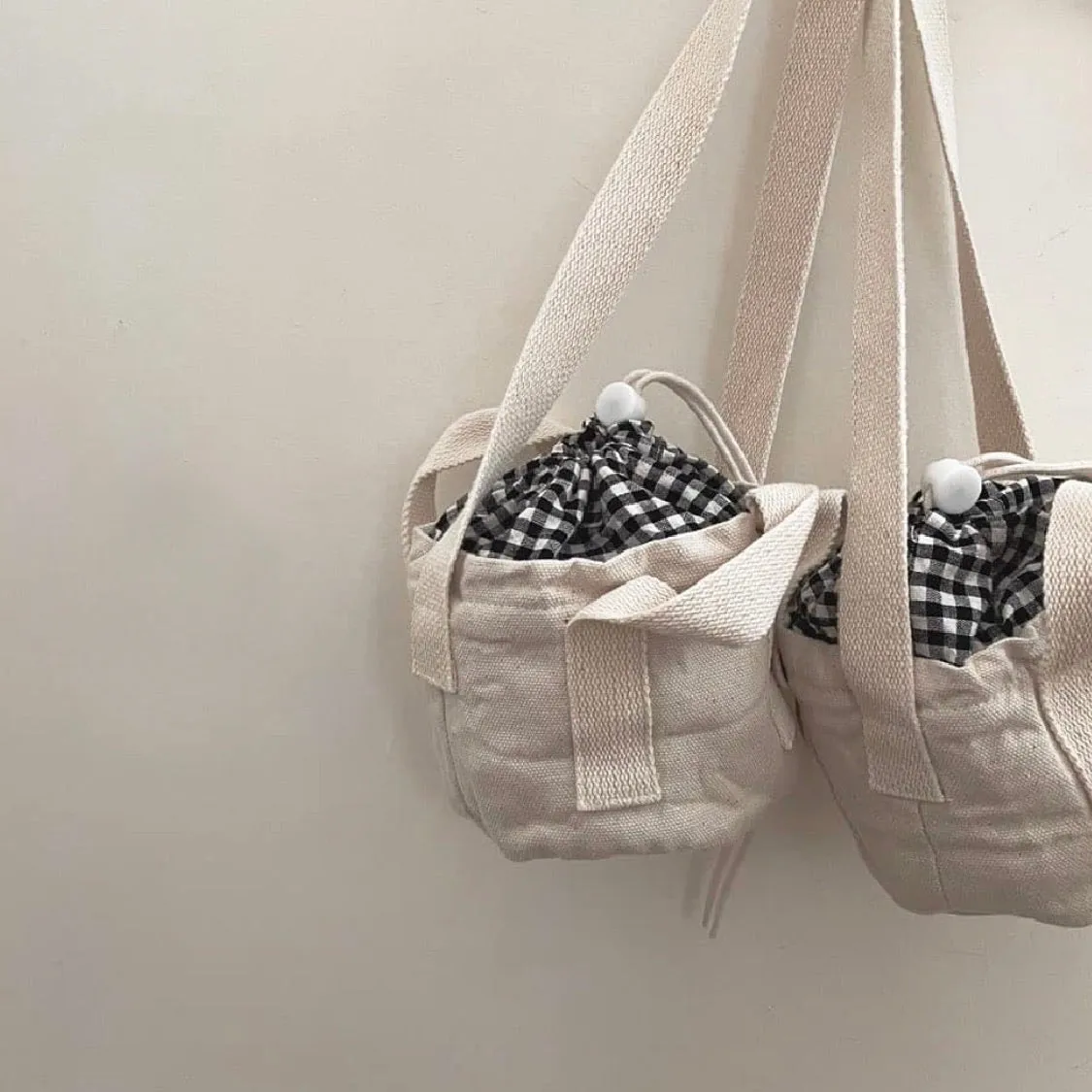 BELLABAMBINA BUCKET BAG GINGHAM/CREAM
