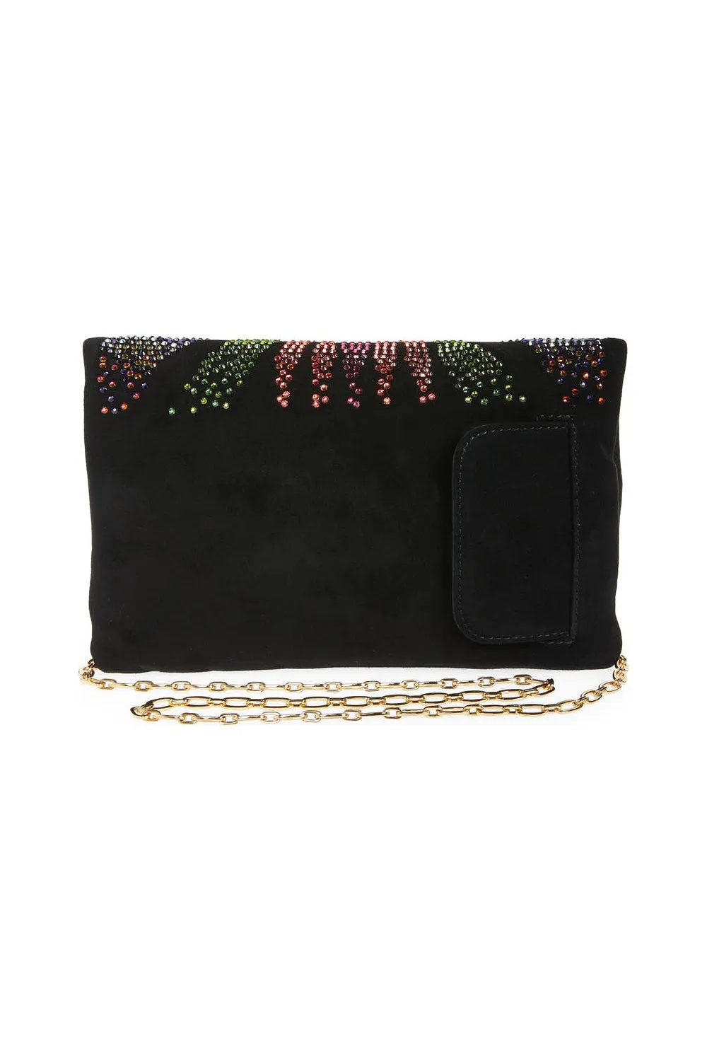 BIENEN DAVIS x AURETA Aperitivo Clutch in Black Suede with Rainbow Swarovski Crystal Detail