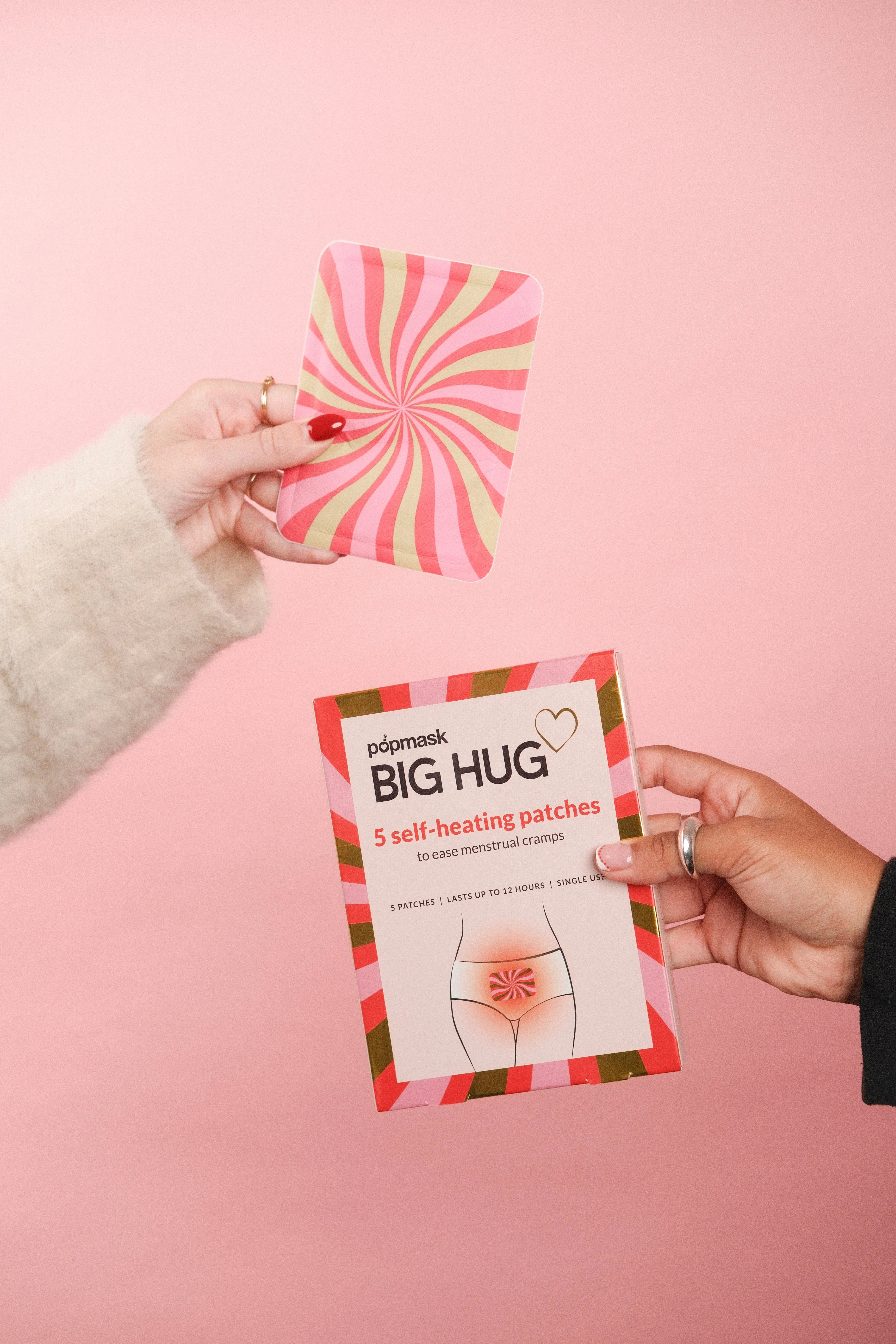 Big Hug PMS Relief Self-Heating Patches – 5 Pack - 12-Hour Menstrual Cramp – Natural Heat Therapy for Period Pain