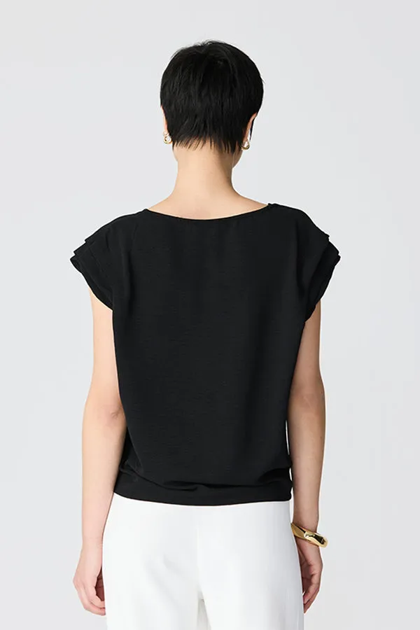 BLACK GOLD DETAIL V-NECK BLOUSE