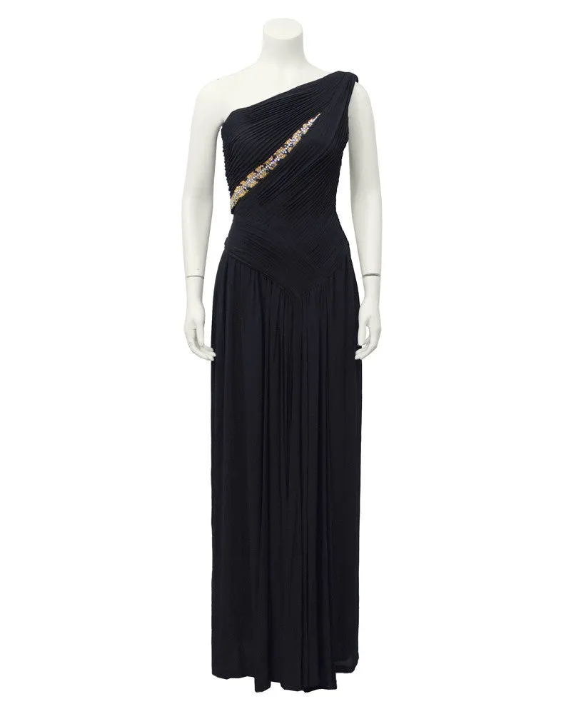 Black One shoulder gown