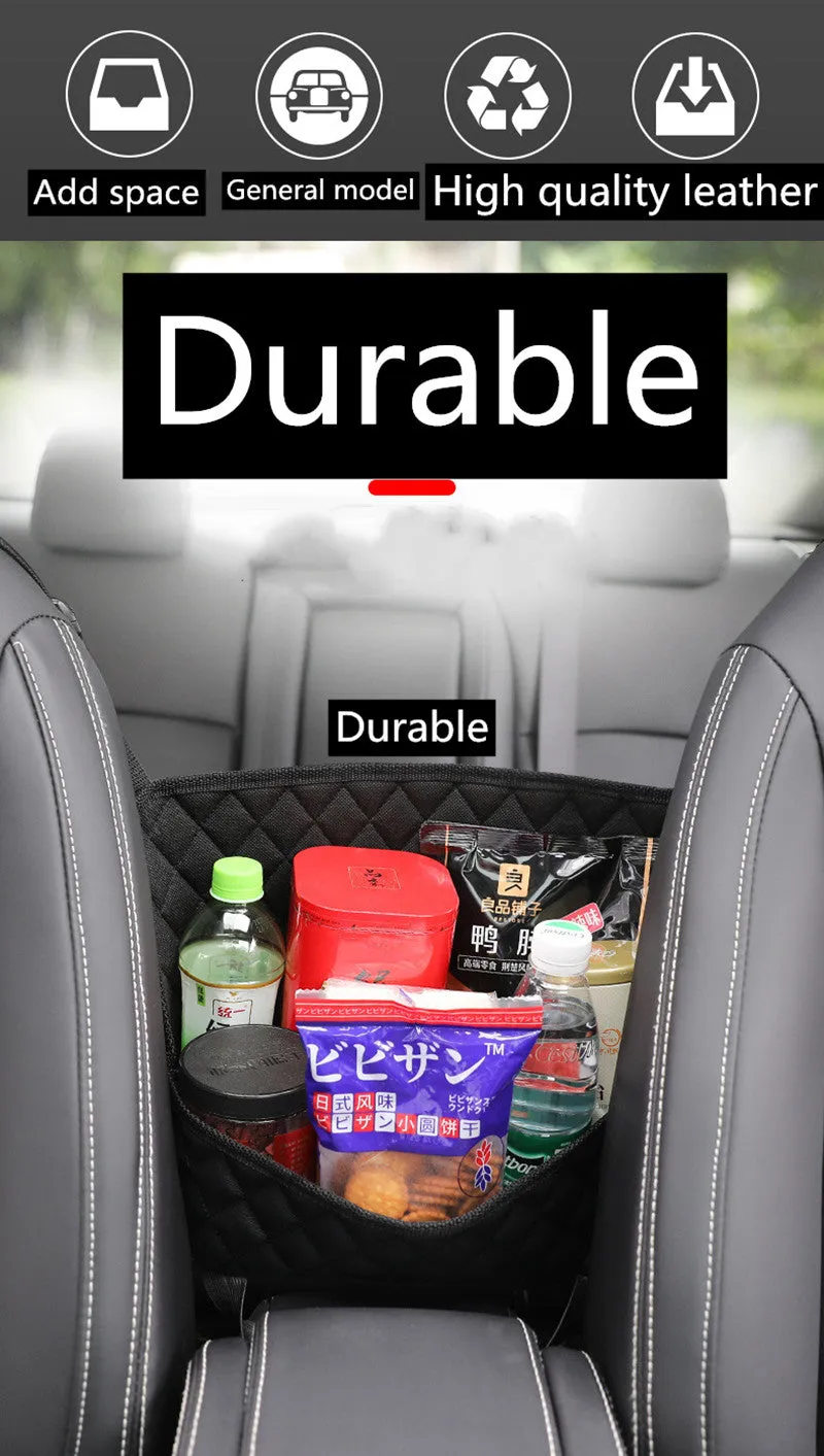 Black PU Leather Handbag Holding For Car Seat Storage