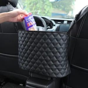 Black PU Leather Handbag Holding For Car Seat Storage