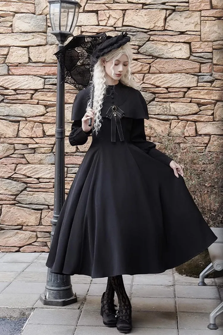 Black [Thirteenth Evening] Long Sleeves Slim Gothic Elegant Lolita Dress