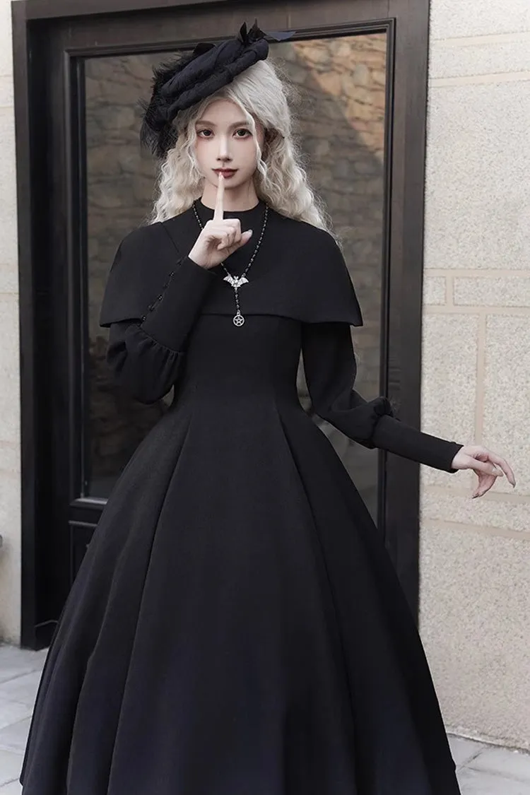 Black [Thirteenth Evening] Long Sleeves Slim Gothic Elegant Lolita Dress