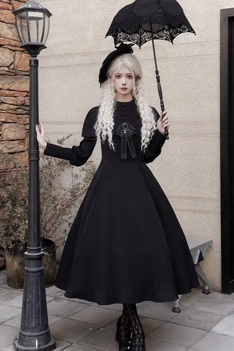 Black [Thirteenth Evening] Long Sleeves Slim Gothic Elegant Lolita Dress