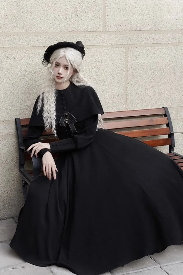 Black [Thirteenth Evening] Long Sleeves Slim Gothic Elegant Lolita Dress