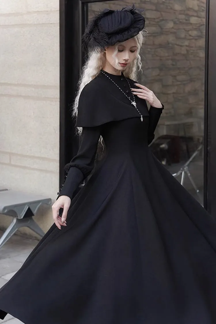 Black [Thirteenth Evening] Long Sleeves Slim Gothic Elegant Lolita Dress