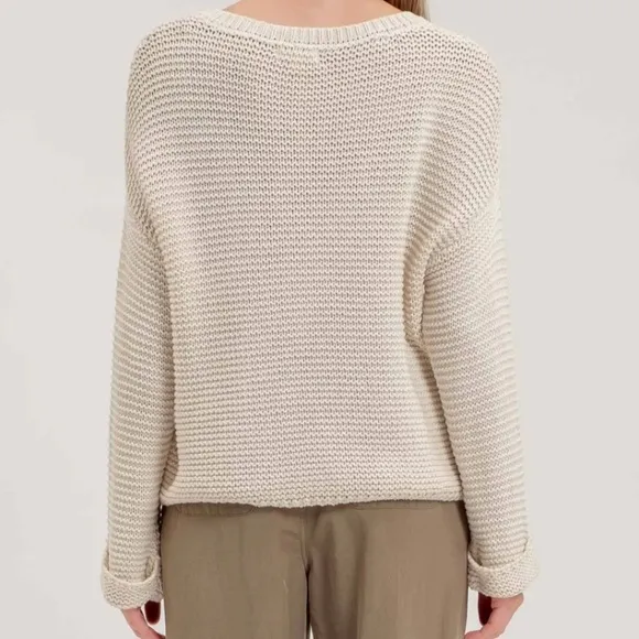 Blu Pepper Sweater CHUNKY KNIT LONG CUFF SLEEVE PULLOVER SWEATER size large