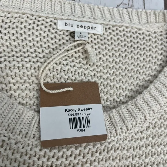 Blu Pepper Sweater CHUNKY KNIT LONG CUFF SLEEVE PULLOVER SWEATER size large